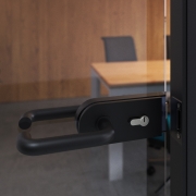 Emuca Maniglie per serrature di porte da interno in vetro, Modello U, alluminio, Verniciato nero
