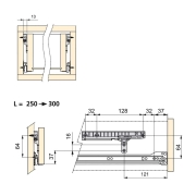 Emuca Meccanismo di chiusura soft per cassetti con guide a rotelle, 250-300 mm, Plastica, Grigio