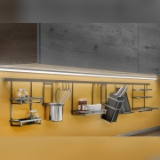 Emuca Profilo per accessori da cucina sospesi Titane, 1,1 m, Grigio antracite, Alluminio e Zama
