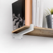 Emuca Set di supporti per mensole in legno Shelf dritto con tubo quadro, Acciaio, Verniciato bianco