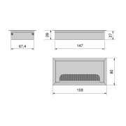Passacavi da tavolo Emuca Quadrum, rettangolare, 159x80 mm, da incasso, Alluminio, Verniciato nero