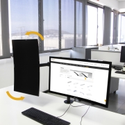 Emuca Supporti per monitor inclinabili e girevole a 360° per tavolo., Doppio, Verniciato nero, Acciaio