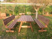 Tavolo Da Giardino Con Panche Separate e Schenale 8 + 2 posti