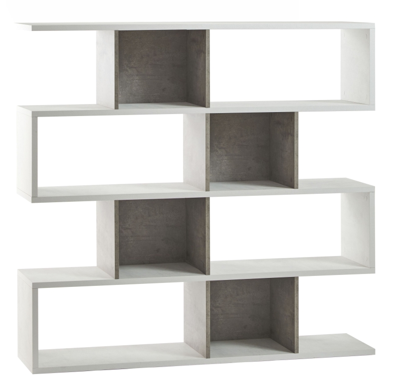 Libreria Modulare H150 L150 Kit Ossido Bianco - Cemento, cm 150 x