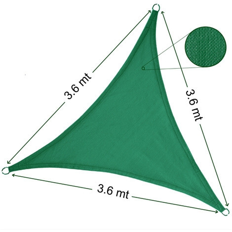 Tenda a Vela Triangolare Ombreggiante per Arredo Giardino Esterno 3,6 x 3,6 x 3,6 metri Verde