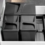 Emuca Base per contenitori per cassetti da cucina Recycle, 2 scomparti, modulo 700 mm, Tecnoplastica, Nera