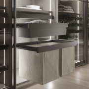 Emuca Cesto portabiancheria per armadi e cabine armadio Quartz, 418x320x400mm, Acciaio e Tessuto, Titanio
