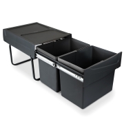 Emuca Contenitore per la raccolta differenziata da montare sul fondo ed estraibile manualmente in cucina 2x15lt, Tecnopl