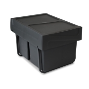 Emuca Contenitore per la raccolta differenziata da montare sul fondo ed estraibile manualmente in cucina 2x15lt, Tecnopl