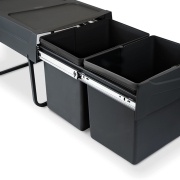 Emuca Contenitore per la raccolta differenziata da montare sul fondo ed estraibile manualmente in cucina 2x15lt, Tecnopl
