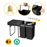 Emuca Contenitore per la raccolta differenziata Recycle da montare sul fondo e da estrarre manualmente in cucina Recycle