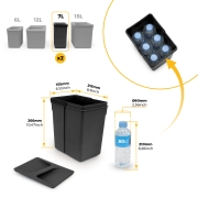 Emuca Kit di contenitori per la raccolta differenziata per cassetti da cucina Recycle Altezza Recycle 266 mm, 1x15 lt, 2