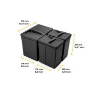 Emuca Kit di contenitori per la raccolta differenziata per cassetti da cucina Recycle Altezza Recycle 266 mm, 1x15 lt, 2