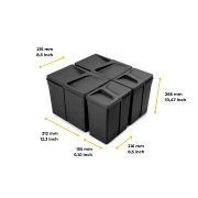 Emuca Kit di contenitori per la raccolta differenziata per cassetti da cucina Recycle Altezza Recycle 266 mm, 2x15 lt, 2