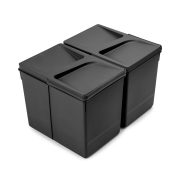 Emuca Kit di contenitori per la raccolta differenziata per cassetti da cucina Recycle Altezza Recycle 266 mm, 2x15 lt,Te