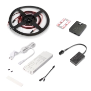 Emuca Kit striscia LED Neonlynx V 4x10 per armadio, Lunghezza 5.000mm, Luce Bianco calda 2.700K, Sensore di movimento RF