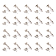 Emuca Lotto di 20 cerniere collo dritto X92N e basette di montaggio misto, diametro 5x9,5 mm, altezza 0, Acciaio, Nichel