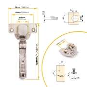 Emuca Lotto di 20 cerniere collo dritto X92N e basette di montaggio misto, diametro 5x9,5 mm, altezza 0, Acciaio, Nichel