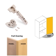 Emuca Lotto di 20 cerniere collo dritto X92N e basette di montaggio misto, diametro 5x9,5 mm, altezza 0, Acciaio, Nichel