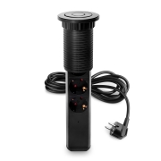 Emuca Multipresa estraibile Vertikal, 3 prese Schuko, 1 USB Tipo A, 2 USB Tipo C, Tecnoplastica e Alluminio, Grigio meta