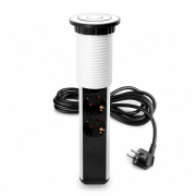 Emuca Multipresa estraibile Vertikal, 3 prese Schuko, 1 USB Tipo A, 2 USB Tipo C, Tecnoplastica e Alluminio, Verniciato bianco