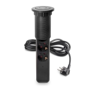 Emuca Multipresa estraibile Vertikal, 3 prese Schuko, 1 USB Tipo A, 2 USB Tipo C, Tecnoplastica e Alluminio, Verniciato nero