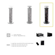 Emuca Multipresa estraibile Vertikal, 3 prese Schuko, 1 USB Tipo A, 2 USB Tipo C, Tecnoplastica e Alluminio, Verniciato nero