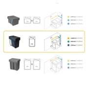 Emuca Recycle 1x20lt per il montaggio sul fondo e l'estrazione manuale in cucina, Tecnoplastica, Nera