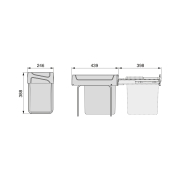 Emuca Recycle 1x20lt per il montaggio sul fondo e l'estrazione manuale in cucina, Tecnoplastica, Nera