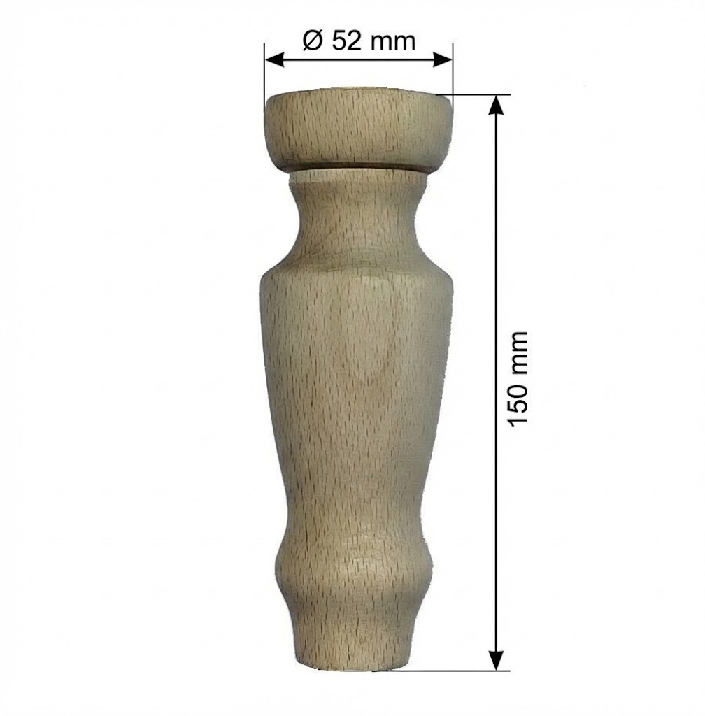 4 Piedini Circolari In Legno Massello, Finitura Rovere, Altezza 6,5 Cm, Diametro 10 Cm