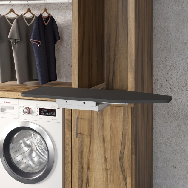 Emuca Asse da stiro pieghevole Iron 180º per mobile, Acciaio e Legno