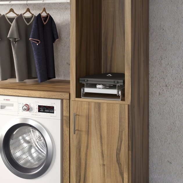 Emuca Asse da stiro pieghevole Iron 180º per mobile, Acciaio e Legno