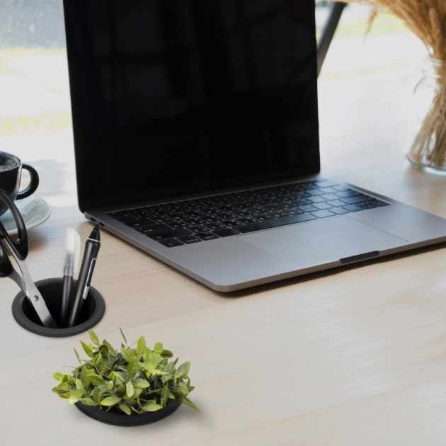 Emuca Accessorio porta oggetti Pot, Plastica nera, Tecnoplastica