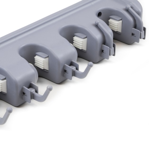 Emuca Appendi scope e spazzoloni, Plastica grigia, Tecnoplastica