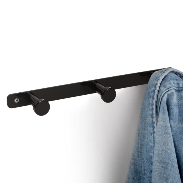 Emuca Appendiabiti da parete Hamilton, Verniciato nero, Acciaio