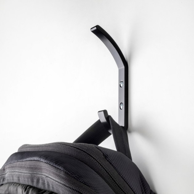 Emuca Appendiabiti da parete Nelson, Verniciato nero, Alluminio