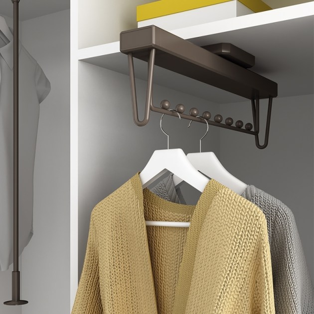 Emuca Appendiabiti estraibile Moka per armardio, Verniciato moka, Tecnoplastica e Alluminio