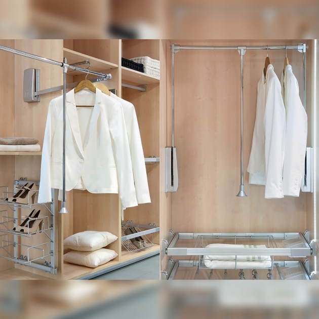 Emuca Appendiabiti per armadio Hang, 450 - 600, Cromato brillo, Acciaio e Tecnoplastica