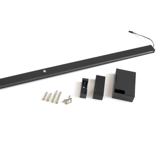Emuca Barra Appendiabiti per armadi con luce LED Castor, batteria estraibile e sensore di movimento, L1.008 mm, Tecnoplastica e alluminio, Nero testurizzato