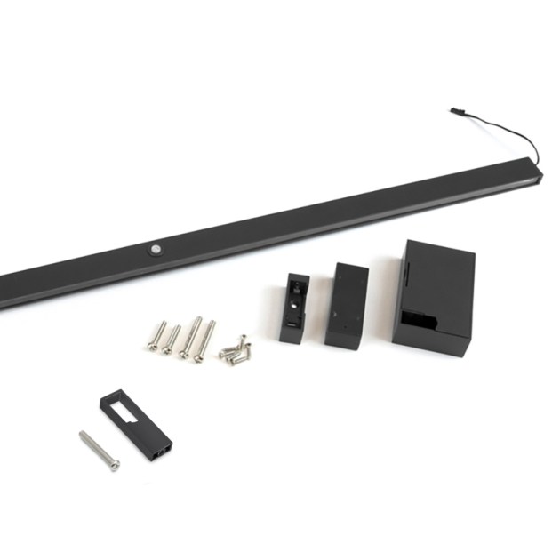 Emuca Barra Appendiabiti per armadi con luce LED Castor, batteria estraibile e sensore di movimento, L1.158 mm, Tecnoplastica e alluminio, Nero testurizzato