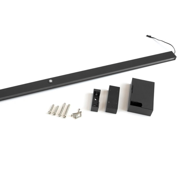 Emuca Barra Appendiabiti per armadi con luce LED Castor, batteria estraibile e sensore di movimento, L558 mm, Tecnoplastica e alluminio, Nero testurizzato