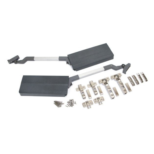 Emuca Braccetto per ante elevabile Agile Flap, 7,8 - 13 kg, Plastica grigio antracite, Acciaio