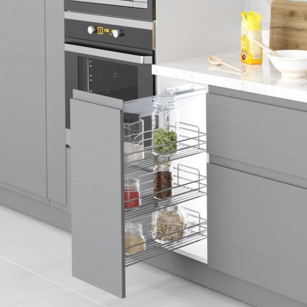 Emuca Carrello estraibile Suprastar con sistema di chiusura morbida, 400, Cromato brillo, Acciaio