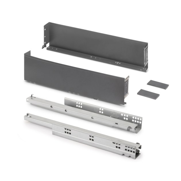 Emuca Cassetto esterno Simplex 25 kg, altezza 122 mm, profondità 440 mm, Acciaio, Grigio antracite