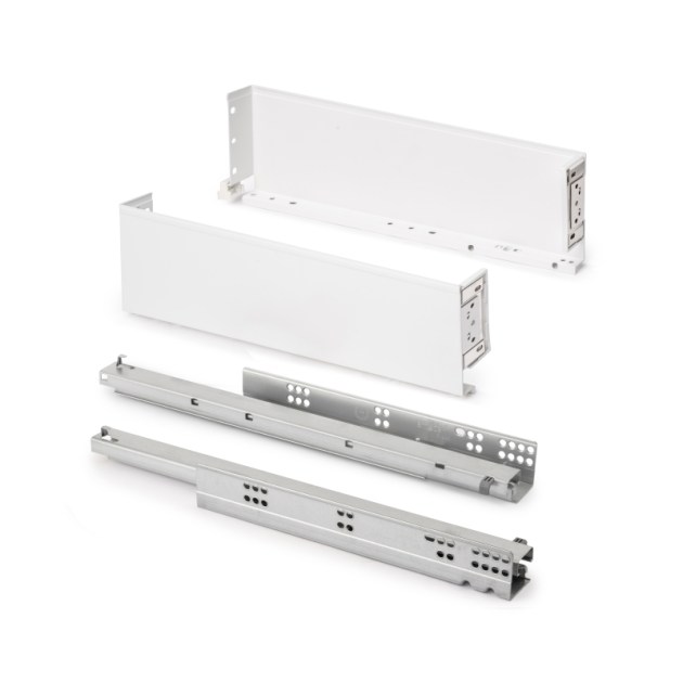 Emuca Cassetto esterno Simplex 25 kg, altezza 122 mm, profondità 440 mm, Acciaio, Verniciato bianco
