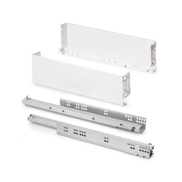 Emuca Cassetto esterno Simplex 25 kg, altezza 122 mm, profondità 490 mm, Acciaio, Verniciato bianco