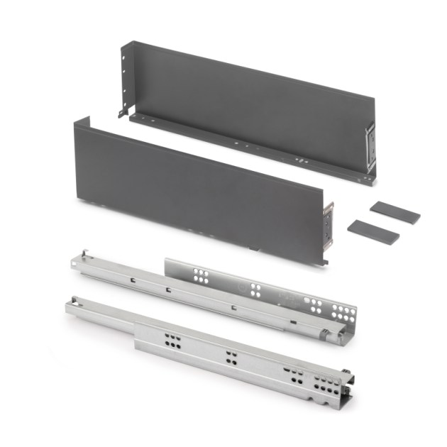 Emuca Cassetto esterno Simplex 25 kg, altezza 159 mm, profondità 440 mm, Acciaio, Grigio antracite