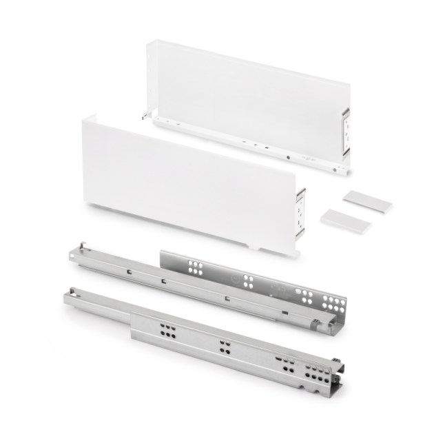 Emuca Cassetto esterno Simplex 25 kg, altezza 159 mm, profondità 440 mm, Acciaio, Verniciato bianco