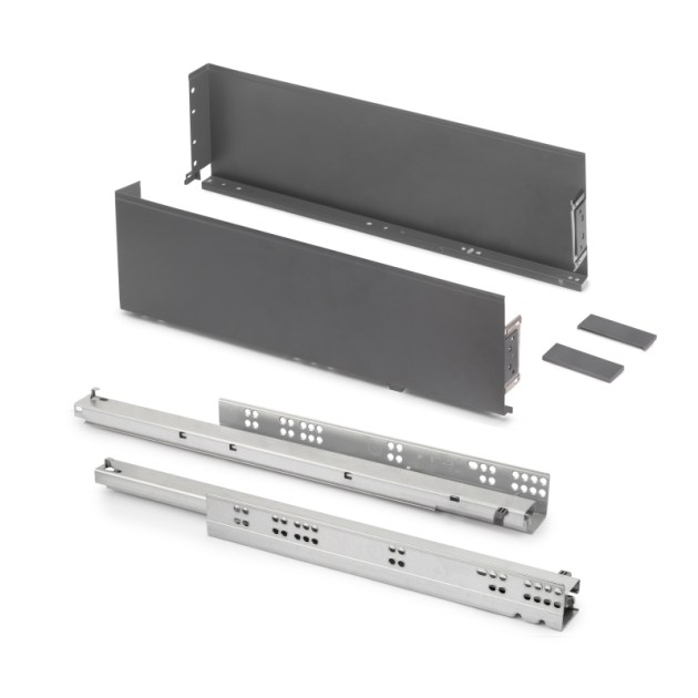 Emuca Cassetto esterno Simplex 25 kg, altezza 159 mm, profondità 490 mm, Acciaio, Grigio antracite