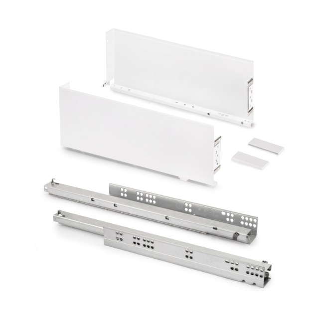 Emuca Cassetto esterno Simplex 25 kg, altezza 159 mm, profondità 490 mm, Acciaio, Verniciato bianco